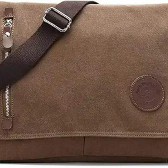 Vintage Canvas Messenger Bag Laptop Shoulder Satchel Unisex Crossbody Bookbag - Picture 8 of 8